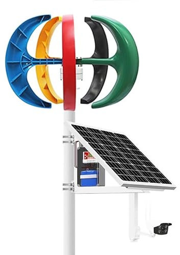 WWERTYY Aerogenerador Vertical de 5000 W, 24 V/12 V CA, bajo Nivel de Ruido, con Kit de Controlador para casa, Granja y jardín (Blanco)