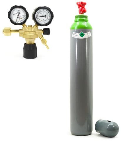 Bestschweissen.de Argon-Schutzgasflasche 10 l Gemisch Ar/CO2 mit Argon-Druckminderer – 200 bar gefüllte Schutzgasflasche + Ar/CO2-Druckminderer-10 BestSchweissen.de für