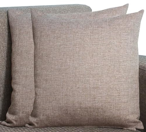 Kissenbezüge Aus Leinen - Kissenhülle Groß Quadratisch & Rechteckig, 2er Set Sofa Kissenbezug Mit Reißverschluss, Kissenhülle Für Kopfkissen, Zier - & Sofakissen(Brown-White,50x60 cm Set Of 2)