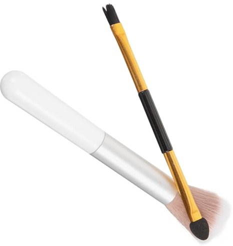 DECORNIJIA 2 pièces Pinceau Highlighter Double-embout pour Maquillage des Yeux Brosse Paupières et Contour Du Nez Léger et Résistant Lot