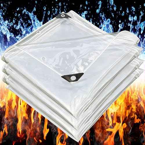 Telone Impermeabile per Esterno 520g/m² 1.5x2.5m Telo Occhiellato Rinforzato in pvc Copertura per Piscina Auto, Mobili da Giardino, Antipioggia e Antivento Trasparente