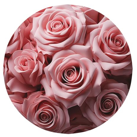 MCJDFWNMKM Tablecloth for Round Table 60 Inch Desktop Decoration Washable Table Cloth Floral Flower Rose Tables Cover Soil Resistant Water Repellant Fabric Tablecloth for Dining Party Wedding