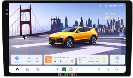 Ossuret Android 13 Autoradio Récepteur radio automobile navigation GPS, 8 cœurs 8+256 Go Système d'infodivertissement automobile Écran tactile 10.1 pouces 2K HD CarPlay sans fil Android Auto Bluetooth