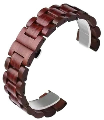 Träarmband Snabbsläpp med viklås i rostfritt stål utbytesarmband(D,22mm)