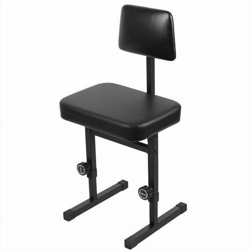Reheyre Höhenverstellbare Klavierbank mit Rückenlehne, 45-57cm, Gepolsterter Klavierhocker aus Kunstleder & Metall, rutschfest, Ergonomischer Klavierstuhl für Keyboard & Digitalpiano, Schwarz Schwarz