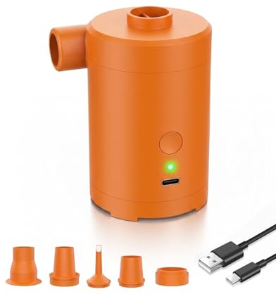 Zenmos Electric Air Pump for Inflatables,3600mAh Rechargeable Battery,Fast Inflation & Deflation,Equipped with 5 Nozzles,for Swimming Pools,Air Mattresses,Camping&Hiking,Travel