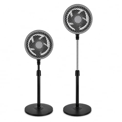 Ventilador de Pie Pequeño 10 Pulgadas silencioso, 90 W, Altura Ajustable 80-110 cm, 3 Velocidades, 5 Aspas de Plástico, Rejilla Protectora y Base Pesada,fácil control para Hogar, Oficina y Dormitorio