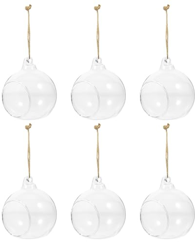 SHINEOFI 6piezas Jarrones de Vidrio Transparente Colgantes para Plantas Hidropónicas y Portavelas Decorativos Forma de Bola para Micro Paisajes y Decoración Hogar