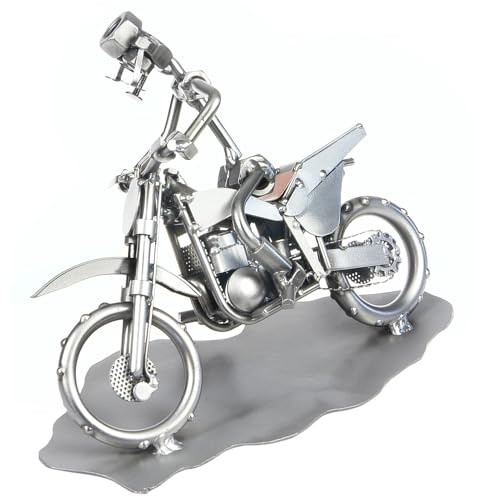 metalman24 Schraubenmännchen Motocross Race Motorrad - Handarbeit Geschenkidee Metallfigur Metallmännchen Stahlfigur Schraubenmännle - Deko für Büro & Zuhause