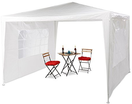 Relaxdays Tonnelle pavillon chapiteau pergola Festival 3x3 m, 2 côtés fenêtres métal PE Tente de Jardin, Blanc, 300 x 300 x 250 cm