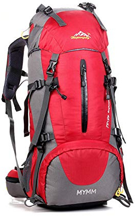 MYMM 50L Trekkingrucksacke, Outdoor Wanderrucksäcke, ideal für Sport im Freien, Wandern, Trekking, Camping Reisen, Bergsteigen. wasserdichte Bergsteigtasche, Reiseklettern Daypacks, Rucksack(Rot)