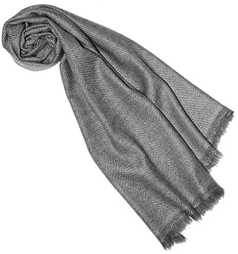Lorenzo Cana Damen Schal 100% Kaschmir flauschig leichter Kaschmirschal Kaschmirtuch Winterschal Naturfaser naturbelassen 30 cm x 180 cm, Grau, 7831588
