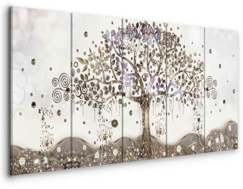 murando - Quadri Moderni Soggiorno, Gustav Klimt Albero della Vita 200x80cm | Chiodi Inclusi, 5 Pezzi, Quadro Moderno, Murale Arte, Stampe da Parete, Resistenti Allo Sbiadimento, Produzione Europea