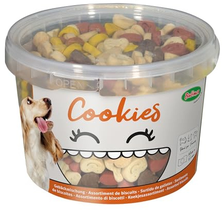 Bubimex - Friandise Cookies Smiley pour Chien - Biscuits Récompense Idéale Dressage - Basse teneur en Matière Grasse - Snack Training - Adapté à Toutes Les Races et Tailles de Chien - Seau de 1,3 kg
