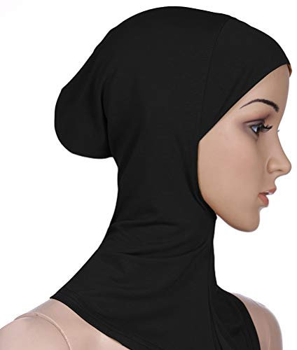 BESTOYARD Frauen Einstellbare Muslim Hijab Neck Cover Schal Haube Innere Hijab Cap Full Cover Bone Lady Islamische Muslimische Kopfbedeckung (35x24 cm, Schwarz)