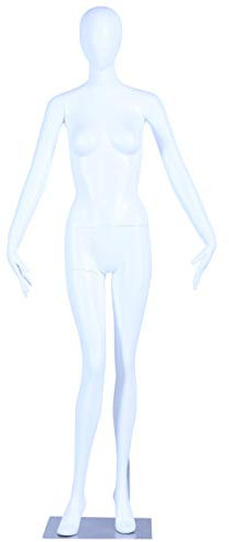 Eurohandisplay F-049 Stehend Schaufensterpuppe weiß matt lackiert hochwertig Egghead mit Metallplatte Frau Weiblich Neu (F-049 Stehend)