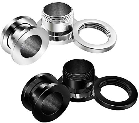 KJM FASHION 4 Stk Stahl Schwarz Eloxiert 12mm 1/2 Fleischtunnel Schraube Ohr Flesh Tunnel Ohrringe Plug Stecker Dehner Piercing Schmuck 3985
