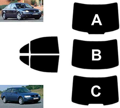 Passgenaue Tönungsfolie für Passat B5 4-Türen Limousine 1997-2005 Heck/Seitenscheiben (35% Mittelschwarz, C)