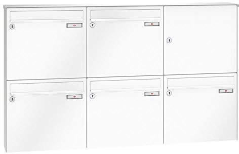 RENZ/Basic B / 5er Aufputz-Briefkastenanlage Wand-Briefkasten/RAL-Farbe 9007 Volumen 1/Dein-Briefkasten.de