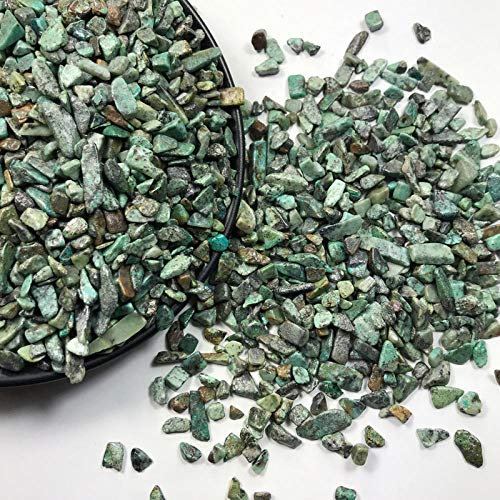 MCWJ Großhandel Afrika Türkis Stein Heilung Grün Kristall Kies Quarz Mineral Landschaft Aquarium Flowerpot Garden Home Ornament-5-8 mm 50 g