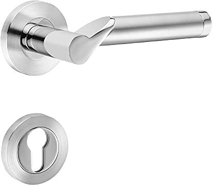 ck-türbeschläge Design Drückergarnitur Lightning | Schraubrosetten | Chrom/Edelstahl matt (PZ (Profilzylinder))