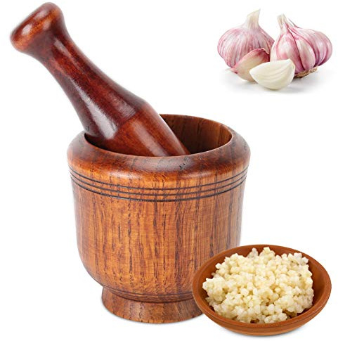 Wooden Grinding Bowl Mortar Pestles Household Kitchen Manual Garlic Ginger Spices Grinder Mortar Pestle Set