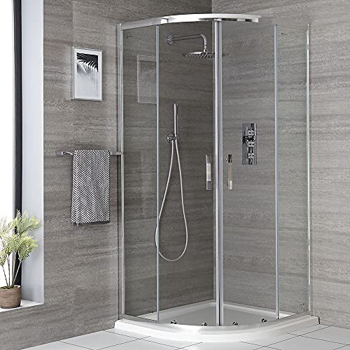 MILANO Chrome Reversible Quadrant Shower Enclosure White Tray 800 x 800mm