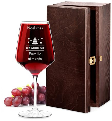 Maverton Verre à Vin en Cristal, Gobelet gravé 530 ml, Verrerie XL | Personnalisé, Verre a Vin Blanc et Rouge, Cadeau Personnalisé, Cadeau Couple Noel, Verres Classique pour parents, Famille