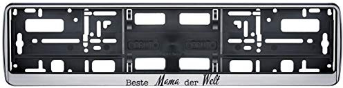 Auto Kennzeichenhalter in der Farbe Silber/Schwarz Nummernschildhalterung Auto, Nummernschildhalter lustige Sprüche Zitate Beste Mama 2 Stück
