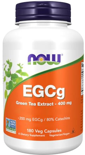 Now Foods, EGCg, Estratto di Tè Verde, 400mg, 180 Capsule vegane, Testato in Laboratorio, Senza Glutine, Senza Soia, Vegetariano