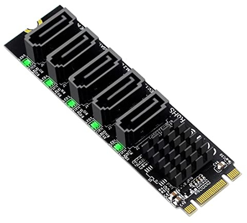 ChenYang M.2 B+M-Key NGFF auf 5 SATA 3.0 Port Multiplikator Erweiterungskartenadapter für Motherboard SATA Festplatten Port Erweiterung JMB575 Chipsatz
