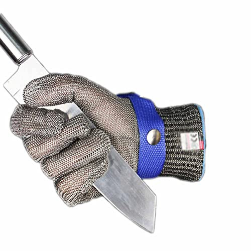 Schnittfeste Handschuhe Metzger-Sicherheitsarbeitshandschuhe, Edelstahldraht-Metallgitter-Sicherheitsküchen-Fleischschneidehandschuhe(Size:L/A 1er Pack)