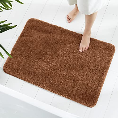 Teppich, 80 x 120 cm Flauschige Mikrofaser Waschbarer Badteppich Badematte, rutschfest Badezimmerteppich für Badezimmer, Wohnzimmer (Hellbraun)