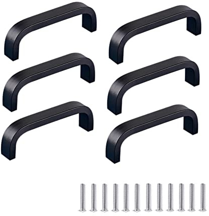 CONPHERON 6 Stück Schrank Schublade Griff Aluminium Legierung Möbelgriffe Schrankgriffe Küche Türgriffe Bogenform Zieht Kommode Griffe Lochabstand 64 mm