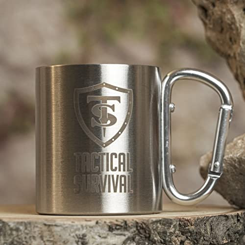 Tasse en aluminium avec MOSQUETON 190 ml | Tactical SURVIVAL | Camping, randonnée, plein air, montagne, camping, sac à dos | 33928