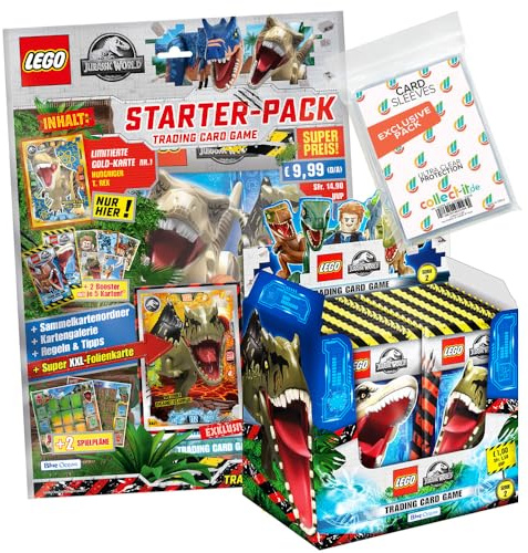 Bundle mit LEGO Jurassic World Trading Cards - Serie 2-1 Starter + 1 Display (50 Booster) + Exklusive Collect-it Hüllen