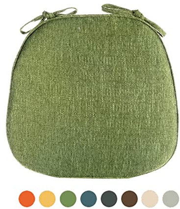 Chair Pads for Dining Chairs Set of 4 with Ties, Seat Cushions for Kitchen Chairs Farmhouse, Dining Room Chair Cushions Non Slip, Thick Washable Chair Cushion Pads Green