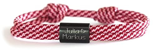 myGreta Segeltau Armband personalisiert, Wunschgravur, Surfer Armband, Partnerarmband, Namensarmband, Armband mit Gravur, schwarzer Edelstahl