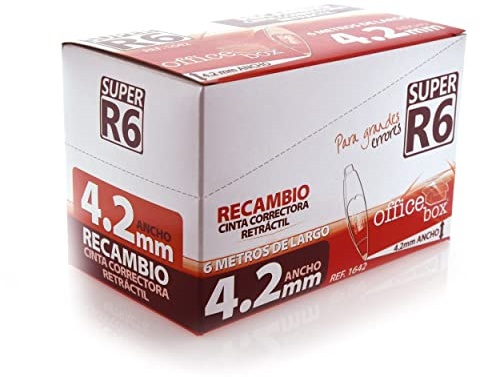 Ersatzteile SUPER R6 Korrekturband - 4,2 mm breit x 6 m lang - von Office Box (24 Stück, 4,2 mm breit)