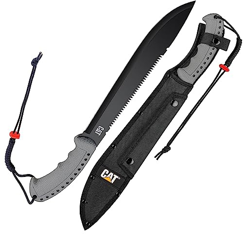 CAT Machete 21-Inch Blade with Shoulder Strap Sheath, Inch, 3CR13 Stainless Steel Blade Knife, Cut Brush Clearing, Hiking, Camping, Gardening - Black 980691ECT