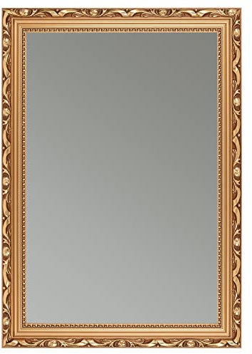 CLAMARO 'KARL' Antik Wandspiegel 30x60 cm mit Rahmen | Bronze | Shabby Chic Vintage Barock Spiegel mit Holzrahmen | Barockspiegel inkl. Metall Aufhänger und Montagematerial