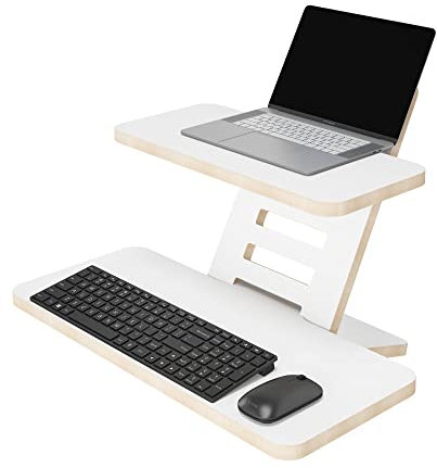 Stehschreibtisch Aufsatz | Stehpulte | Stehpult Holz | Laptopständer | Ständer | Stehtisch Aufsatz | Rednerpult | Schreibtischaufsatz | Stehpult Höhenverstellbar | Made in EU (Weiß)