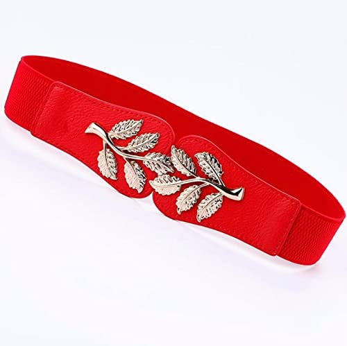 COOKOE Elastische Metall-Blattschnalle, Gürtel für Damen, Kleiderzubehör, Blätter, Bund, Kummerbund, Erwachsenengürtel