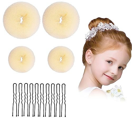 Hair Donut Blonde - 4Pcs Donut Bun Makers Set with 10Pcs Hair Pins - Stylish Blonde Doughnut Bun Hair Accessories for Girls and Kids