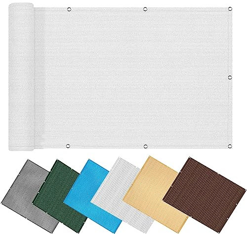 Vela Ombreggiante 1.8 x 10 m HDPE Vele Parasole Protezione UV 95% Tenda da Giardino con corda libera1,5 m per Terrazza, Giardino, Balcone,Quadrata, Bianco