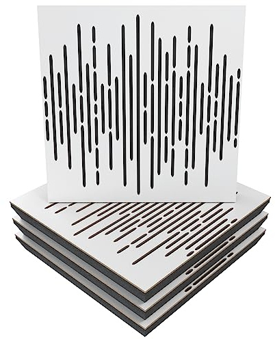 4er-Pack – Schallabsorptions-Diffusions-Akustikpaneel | 50x50x5cm | Absorption – Diffusion – Reflexion – Schalldämmung | Dekorative Akustiklösung | Farbe: [x4 WAVE | Weiß]