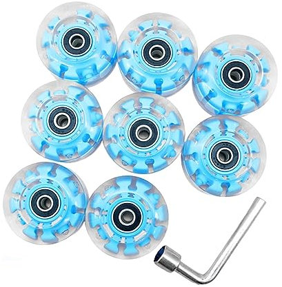 Harilla 8 Stück leuchtende Skateboard-Räder, Quad-Rollschuh-Räder, leuchten stabil, 58 x 32 mm, mit LED-Lichtern, Skateboard-Lager für Longboard im Freien, Blaues Licht