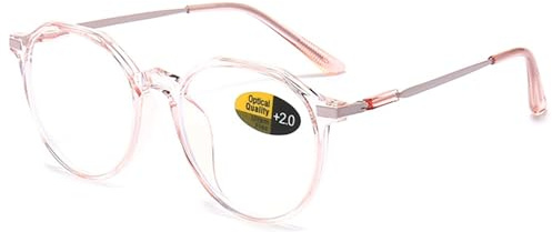 Lanomi Mode Lesebrille Polygon Blaulichtfilter Lesehilfe Groß Computer Sehhilfe Anti Blaulicht Brille 0 bis +4,00 Transparentes Rosa 0.5