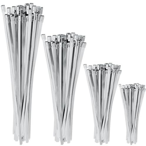 Edelstahl Kabelbinder, SEPGLITTER 180 Stück Metall Rostfrei Selbstsichernde Edelstahl Selbstsichernde Metallkabelbinder für Kabelmanagement Hitzeschutzband Auspuffrohre