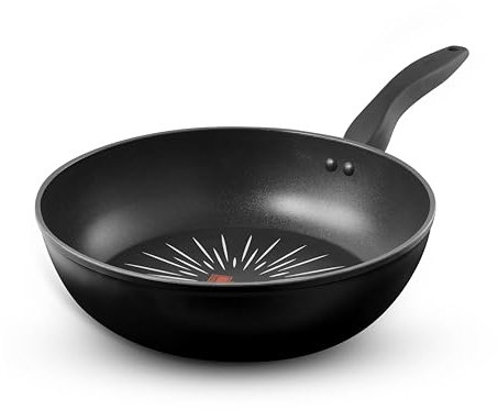 Tower T800306 SmartStart Forged 28cm Aluminium Wok with Easy Clean Aeroglide Non-Stick, 8X Stronger, Induction Compatible, Oven Safe, Long Lasting, PFOA Free, Black